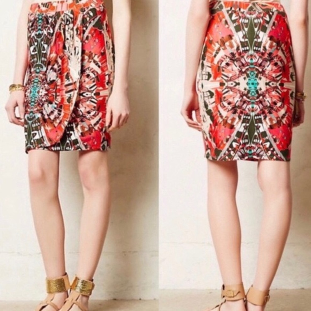 Anthropologie Maeve Ligeia Jersey Faux Wrap Skirt Small - Picture 3 of 7